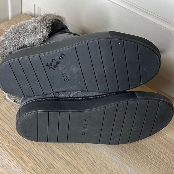 Vince Nyack Fur High Top Sneaker Gray Suede Rabbit Sneaker 6M New - Picture 8 of 10